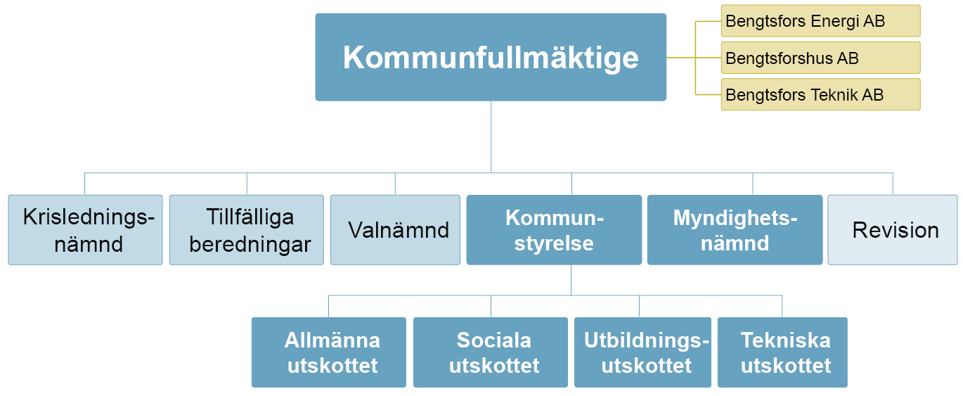 Organisationsschema för den politiska organisationen.