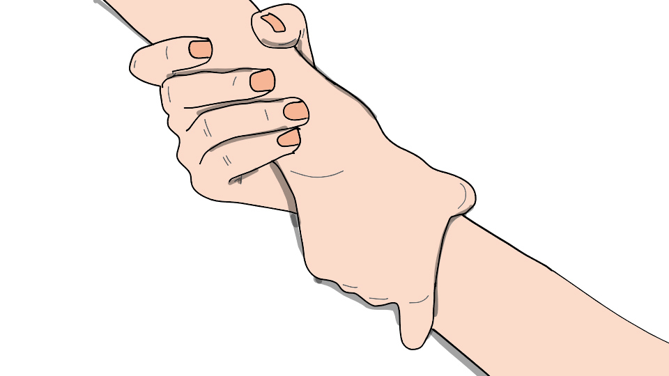 Illustration av två händer som håller i varandra.