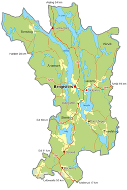 Karta över Bengtsfors kommun