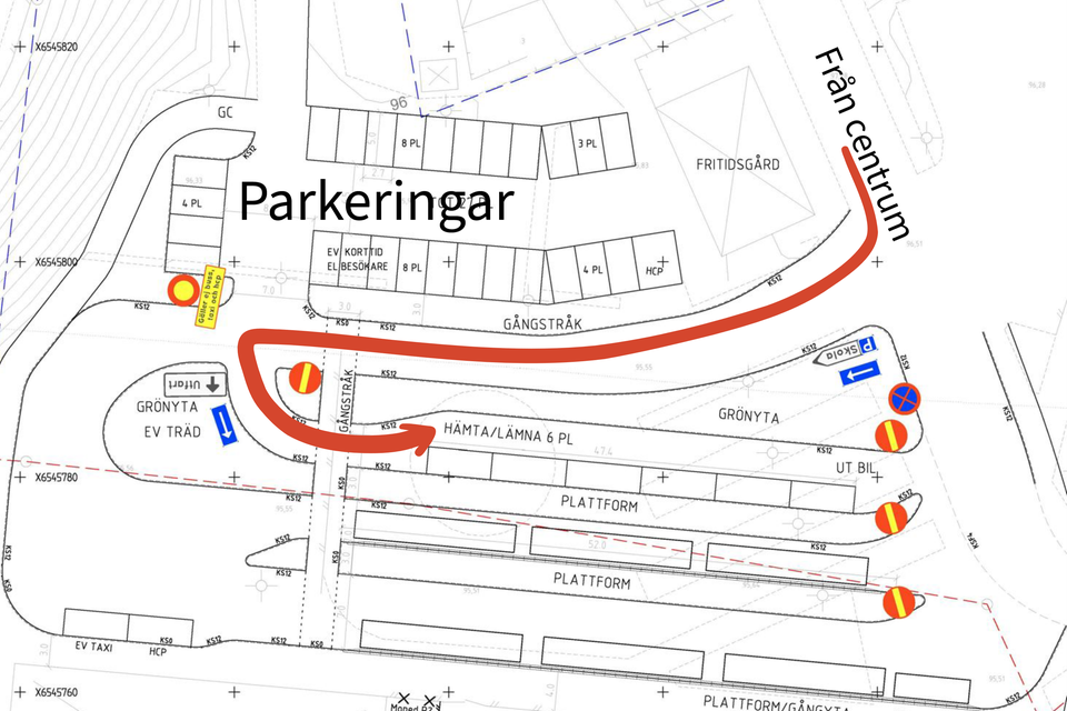 Situationsbild över busshållplatsen vid Bengtsgården